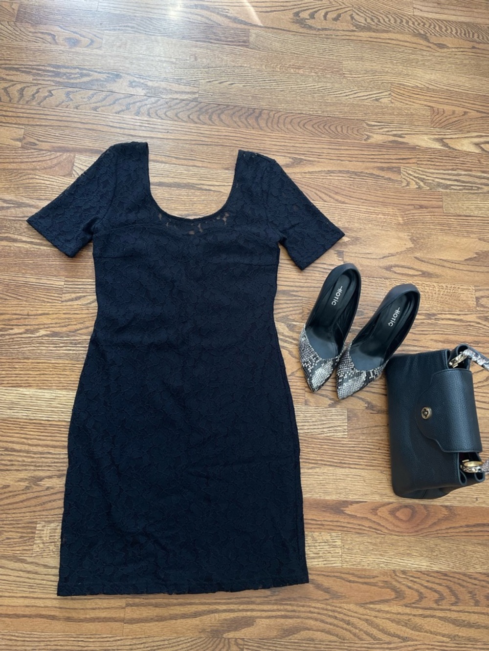 Black Lace Dress European Quality Stretch Elegant Evening Dress Size S M